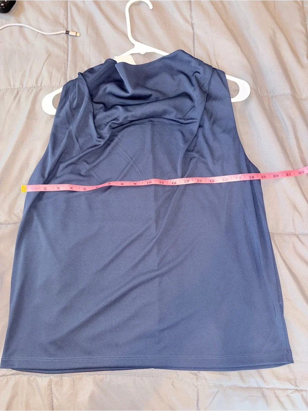 NWT Club Monaco Navy Blue Drape Neck Sleeveless Blouse Tank Top Medium - Picture 5 of 6